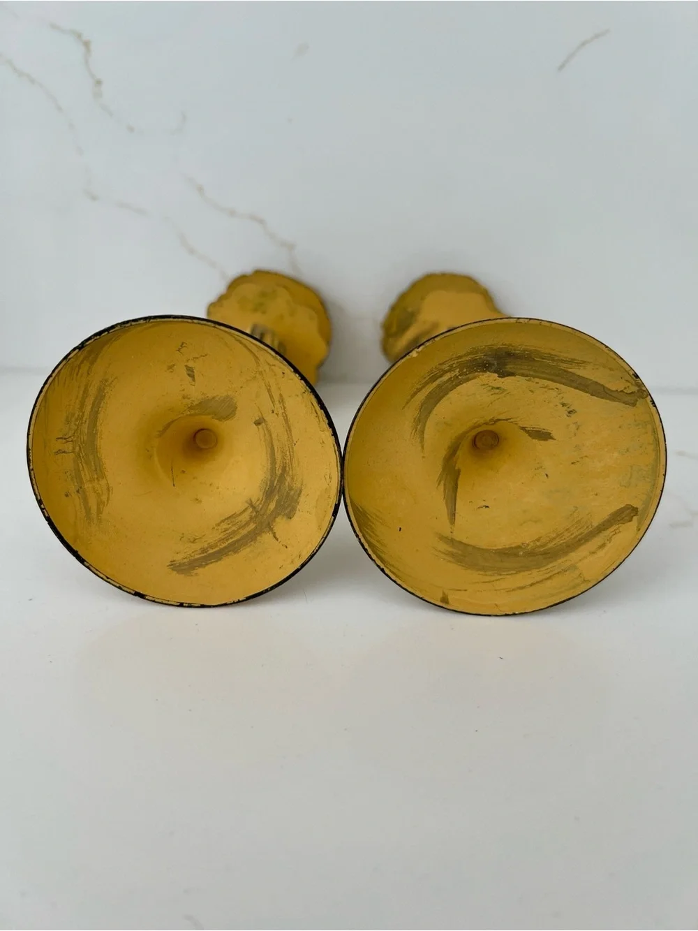 NWOT Yellow Shabby Chic Floral Metal Candle Holders - Set of 2